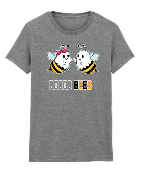 Gray t-shirt with a graphic design on a white background