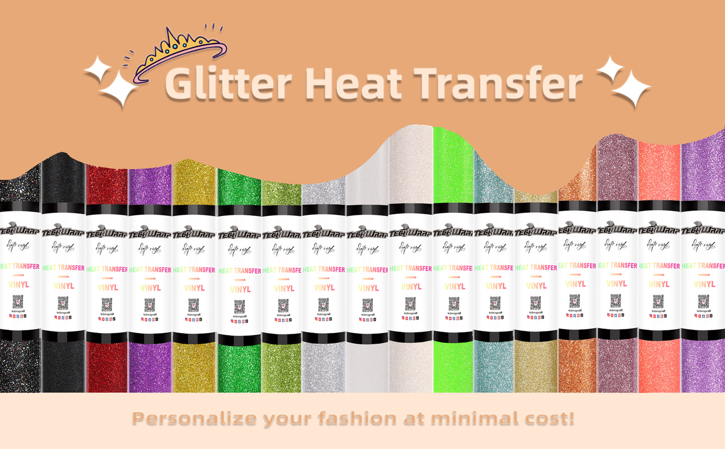 Teckwrap Glitter Heat Transfer Vinyl - Colourful White