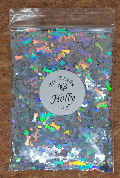 Holly  - Bone shaped glitter - 10g bag