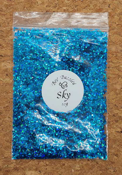 Sky  -  1mm hexagon glitter - 10g bag