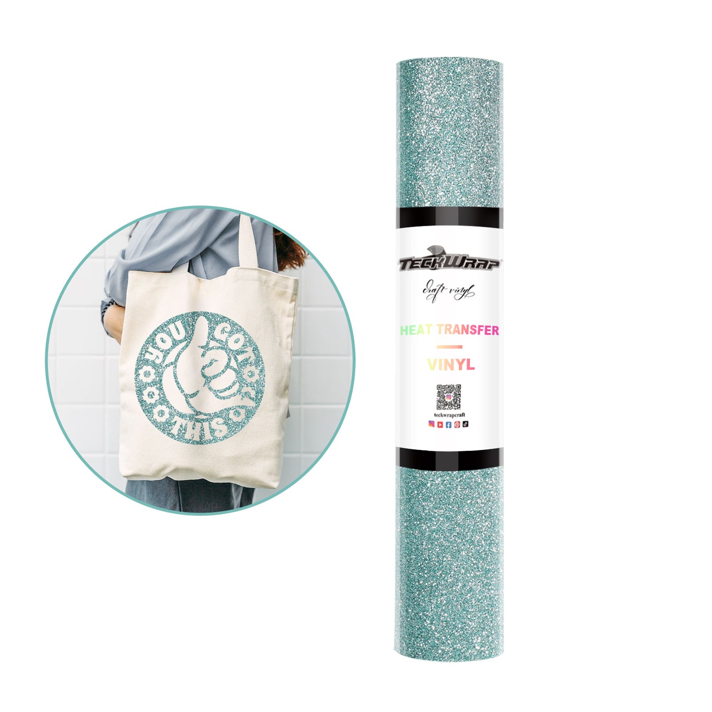 Teckwrap Glitter Heat Transfer Vinyl - Aqua