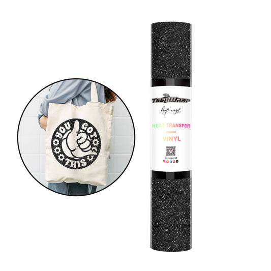 Teckwrap Glitter Heat Transfer Vinyl - Black