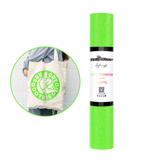 Teckwrap Glitter Heat Transfer Vinyl - Neon Green