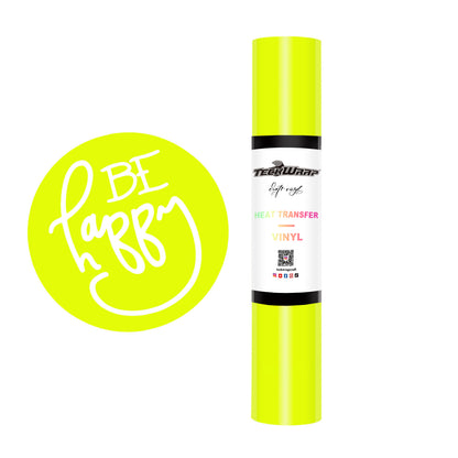 Teckwrap Plain PU Heat Transfer Vinyl (Iron On) - Neon Yellow