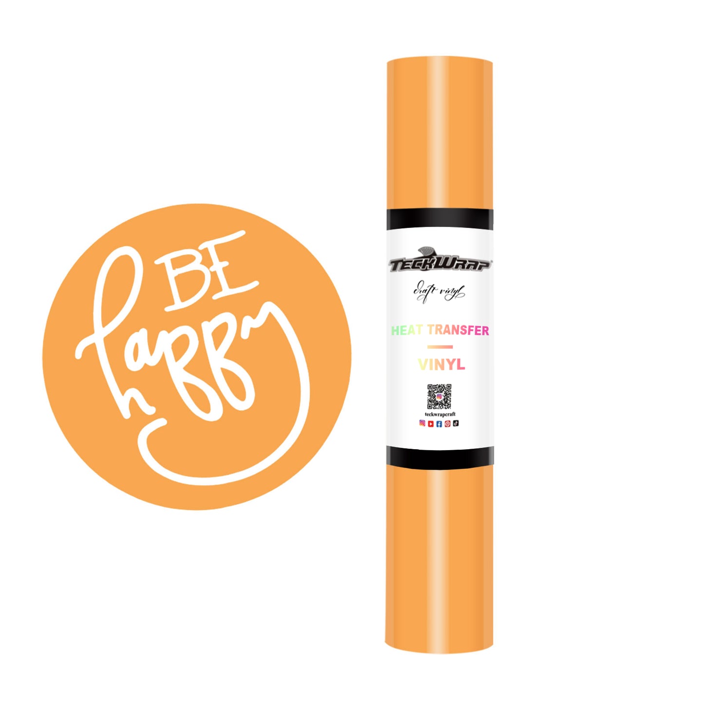 Teckwrap Plain PU Heat Transfer Vinyl (Iron On) - Pastel Orange