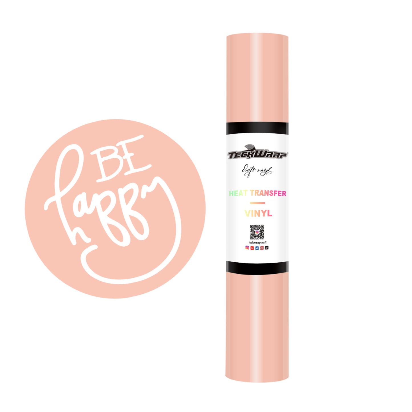 Teckwrap Plain PU Heat Transfer Vinyl (Iron On) - Pastel Pink