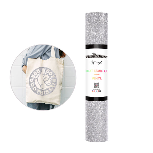 Teckwrap Glitter Heat Transfer Vinyl - Silver