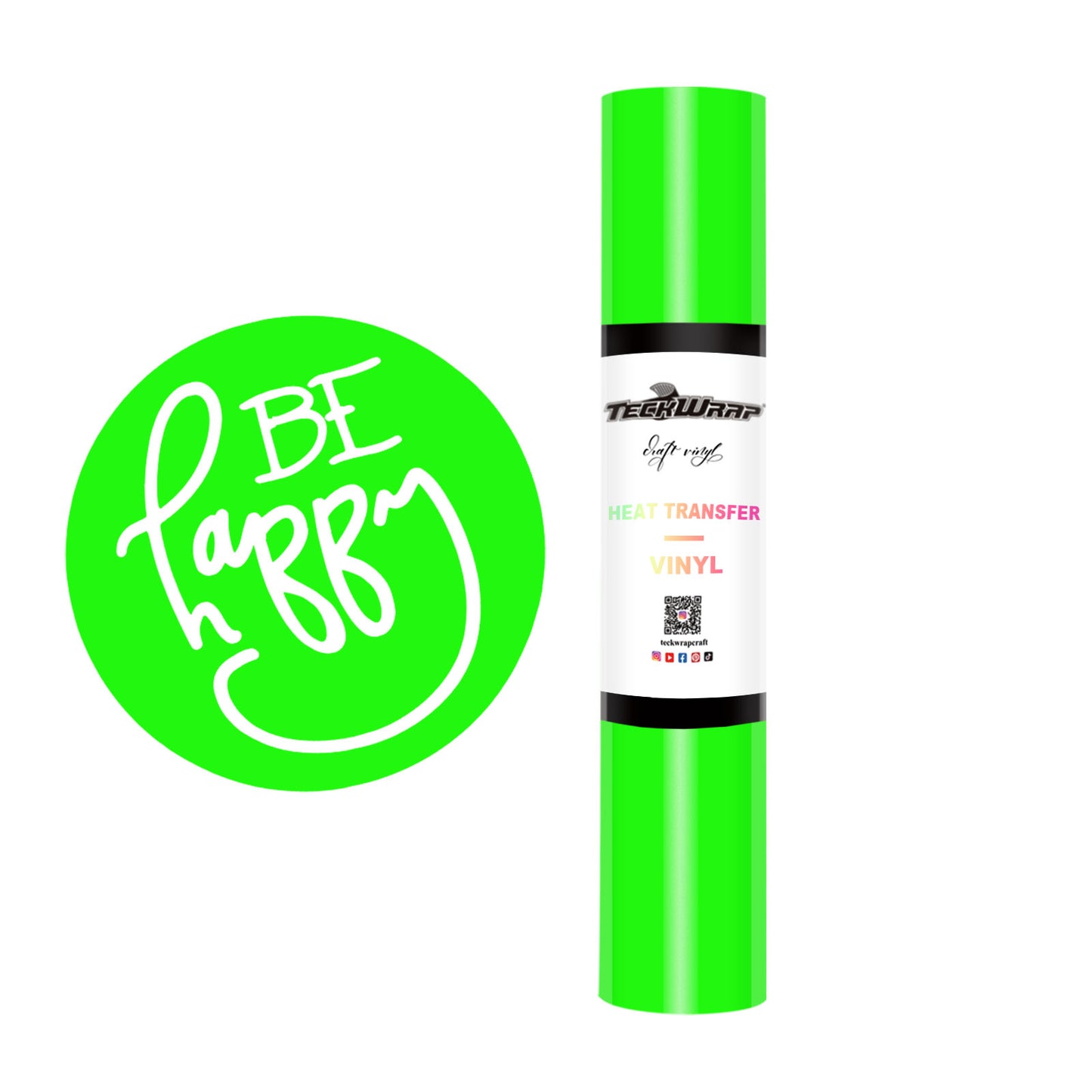 Teckwrap Plain PU Heat Transfer Vinyl (Iron On) - Neon Green